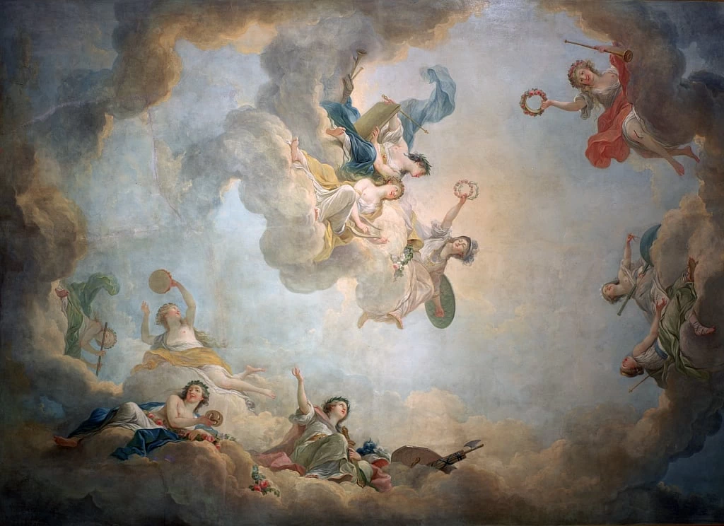 Soffitto della sala dei giochi, Marie Antoinettes, Catheau de Fontainebleau
